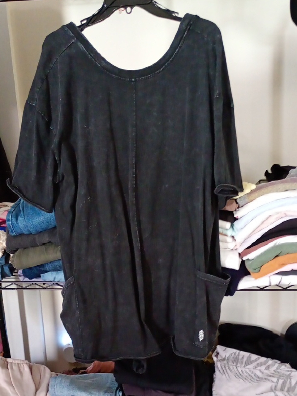 Free People Movement Black Washed Oversized Romper Shorts XL
